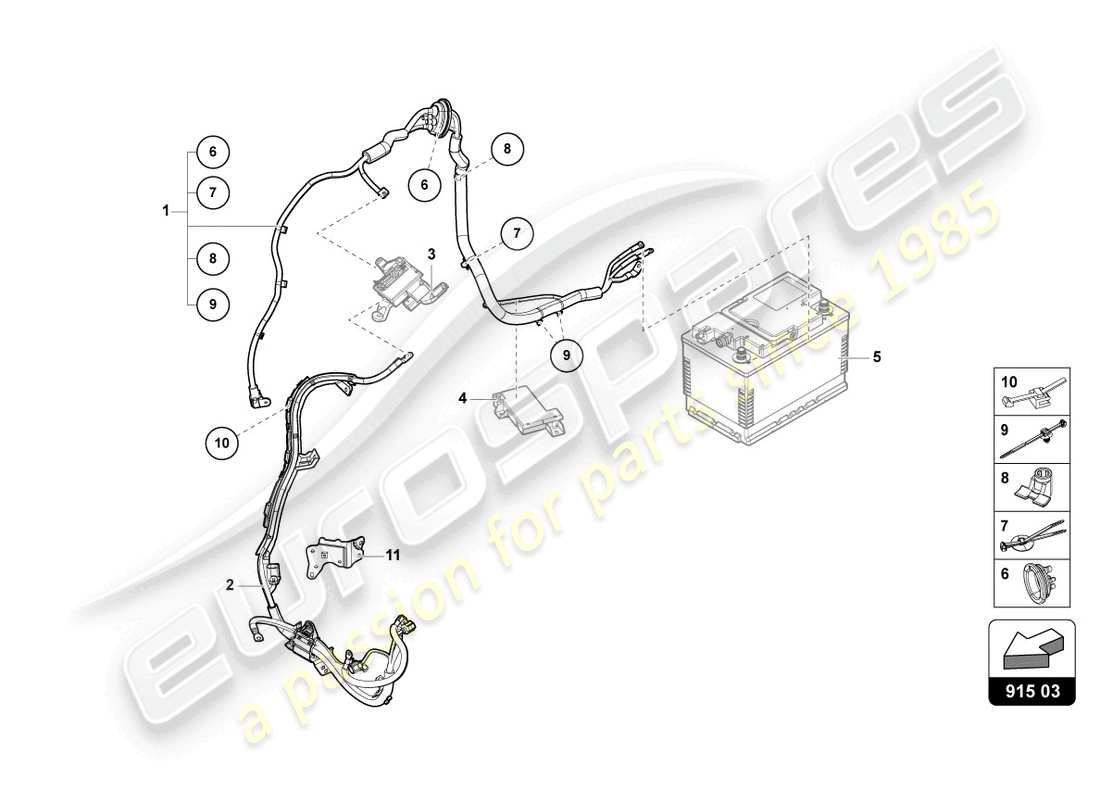 lamborghini urus (2020) wiring set for battery +/- parts diagram