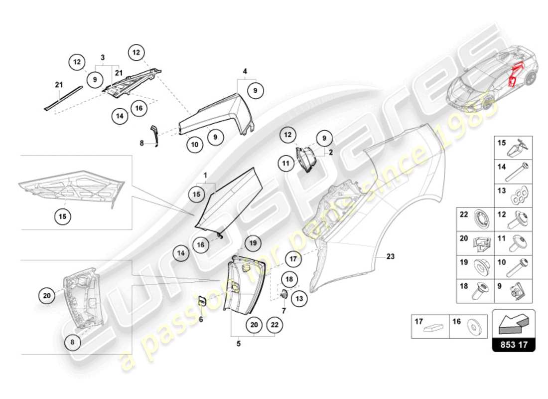 lamborghini 2024 (tecnica) cover panel part diagram