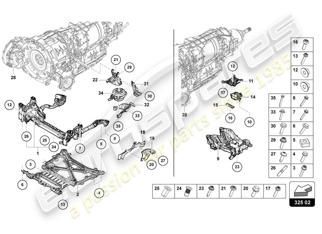 lamborghini urus (2021) transmission securing parts part diagram
