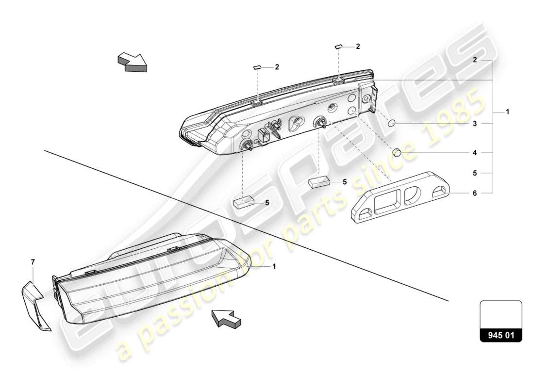 lamborghini urus (2020) additional headlight rear parts diagram