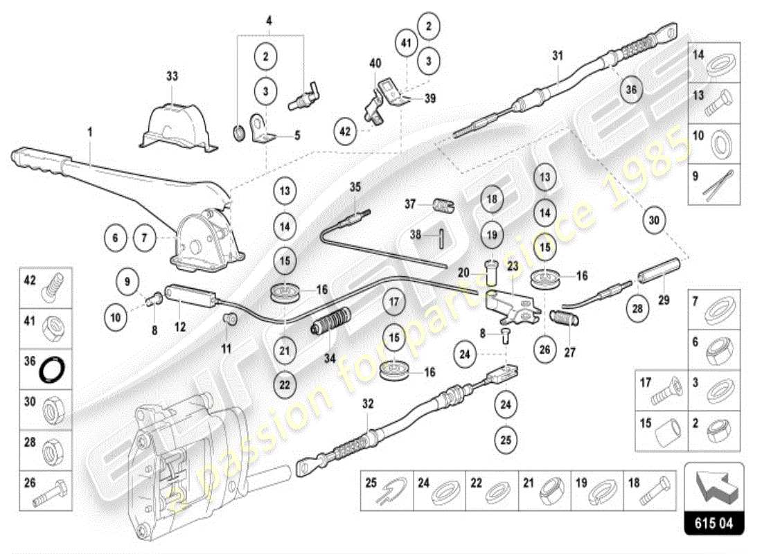 lamborghini diablo vt (1997) handbrake parts diagram