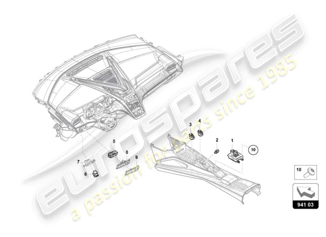 lamborghini revuelto coupe (2024) switch parts diagram