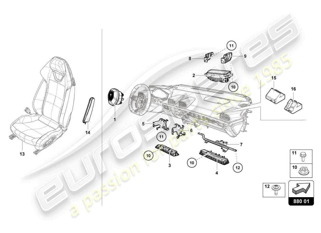 lamborghini 2023 (tecnica) airbag parts diagram