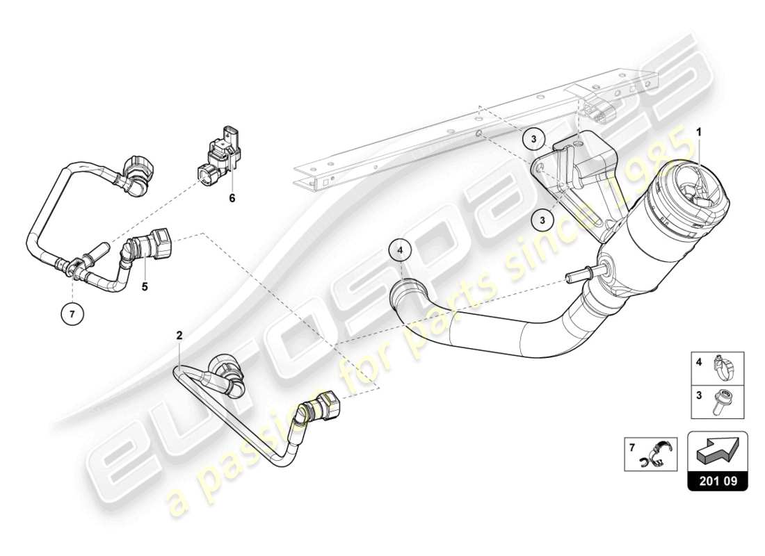 lamborghini 2023 (evo spyder) fuel filler neck part diagram