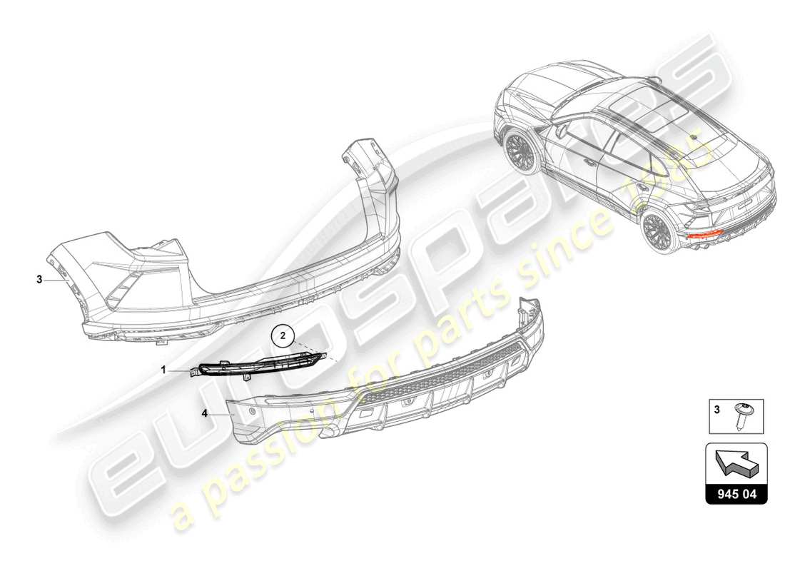 lamborghini urus (2022) led rear fog light part diagram