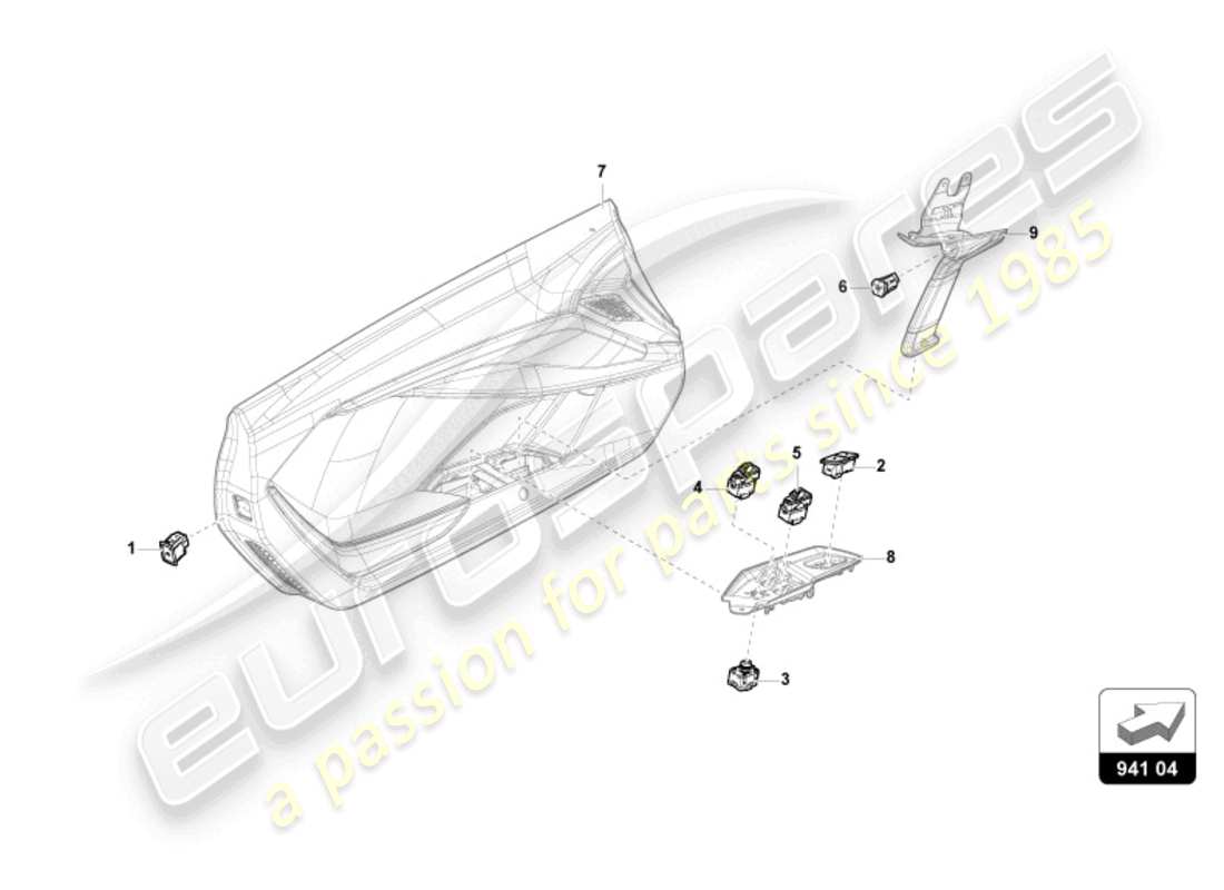 lamborghini revuelto coupe (2024) switch in door trim parts diagram