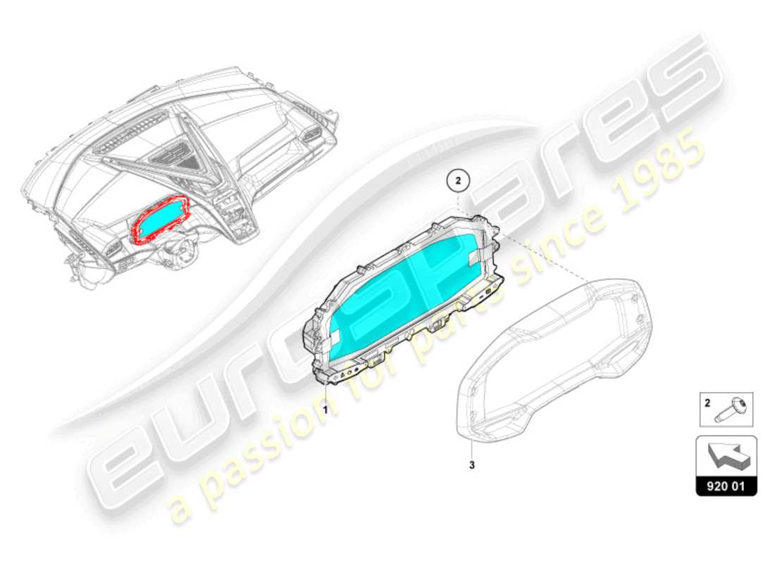 lamborghini revuelto coupe (2024) combi-instrument parts diagram