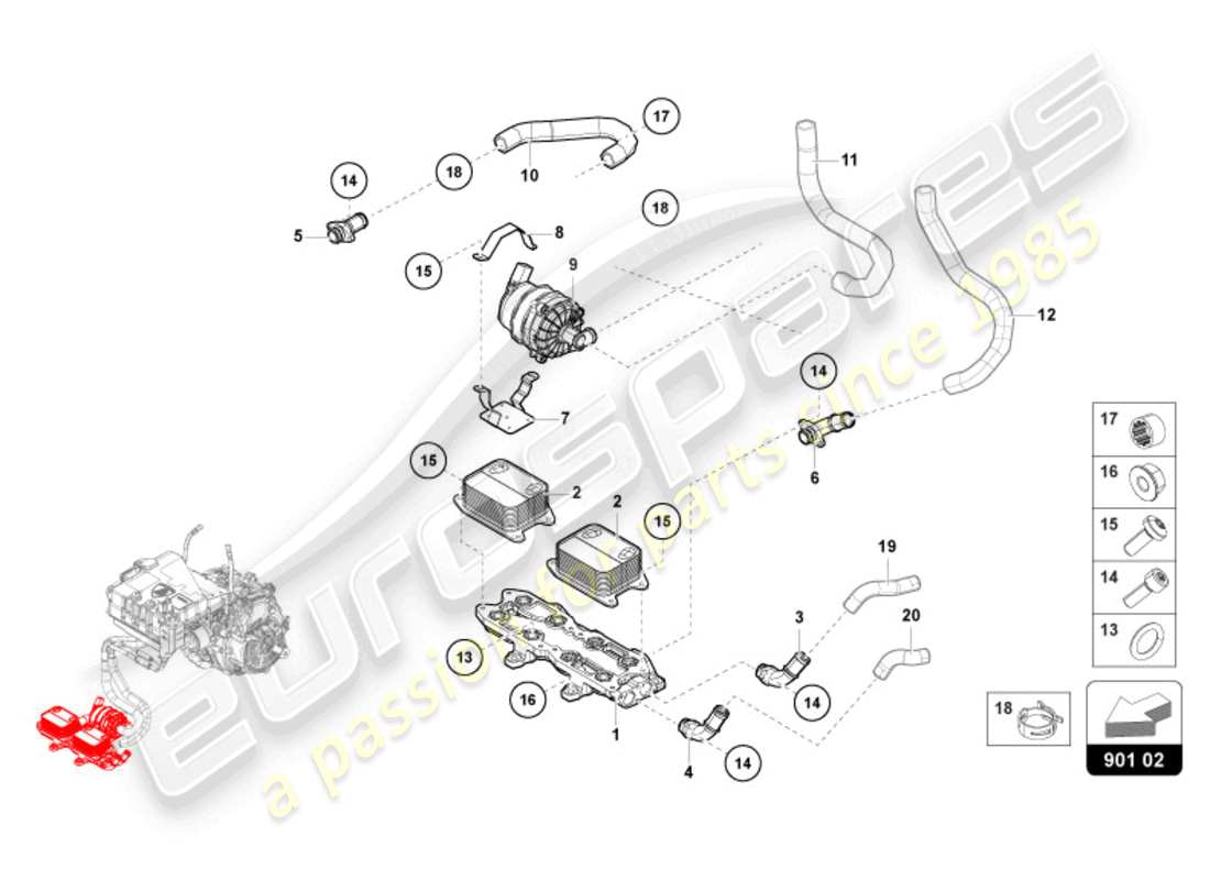 lamborghini revuelto coupe (2024) drive cooling parts diagram