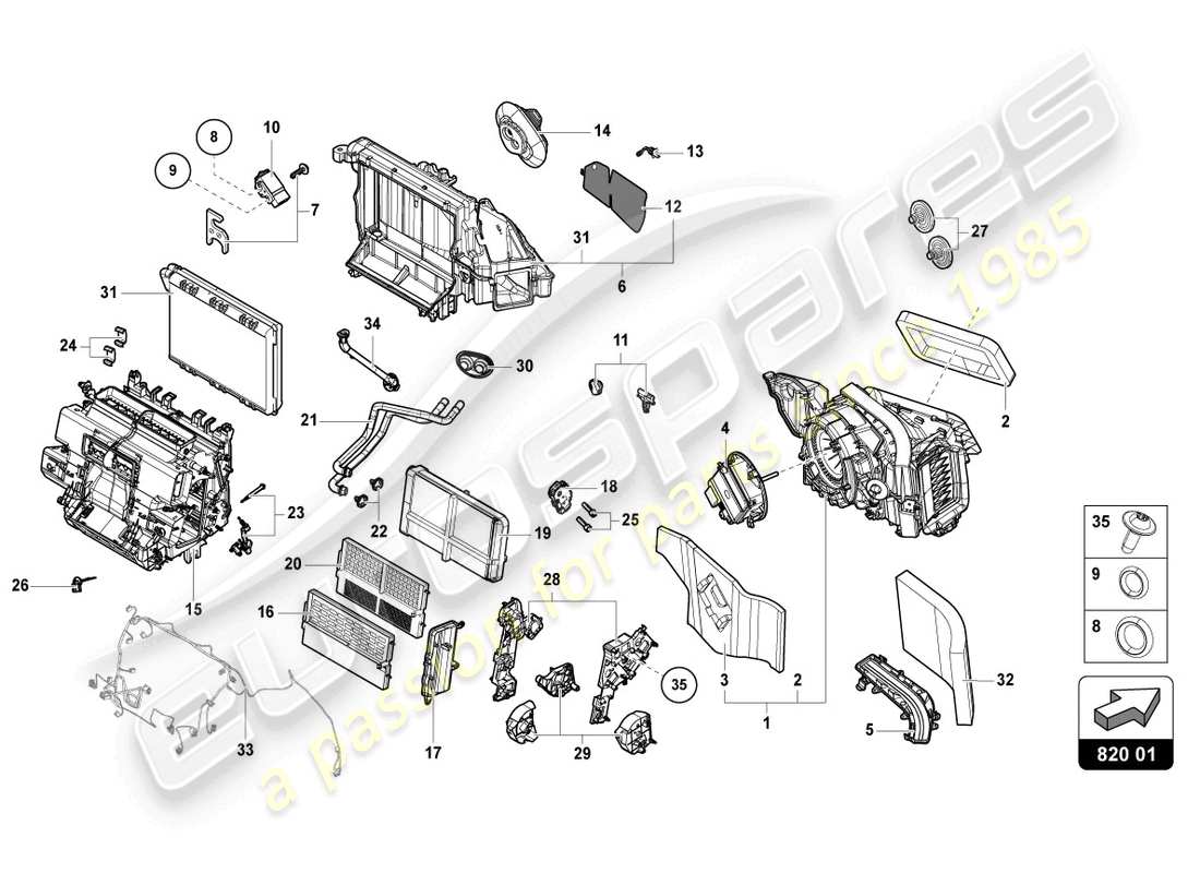 lamborghini urus (2020) air-conditioning system with electronic regulation parts diagram