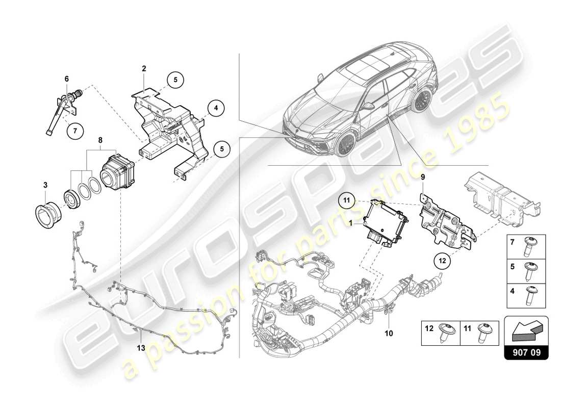 lamborghini urus (2021) camera for night-vision system part diagram