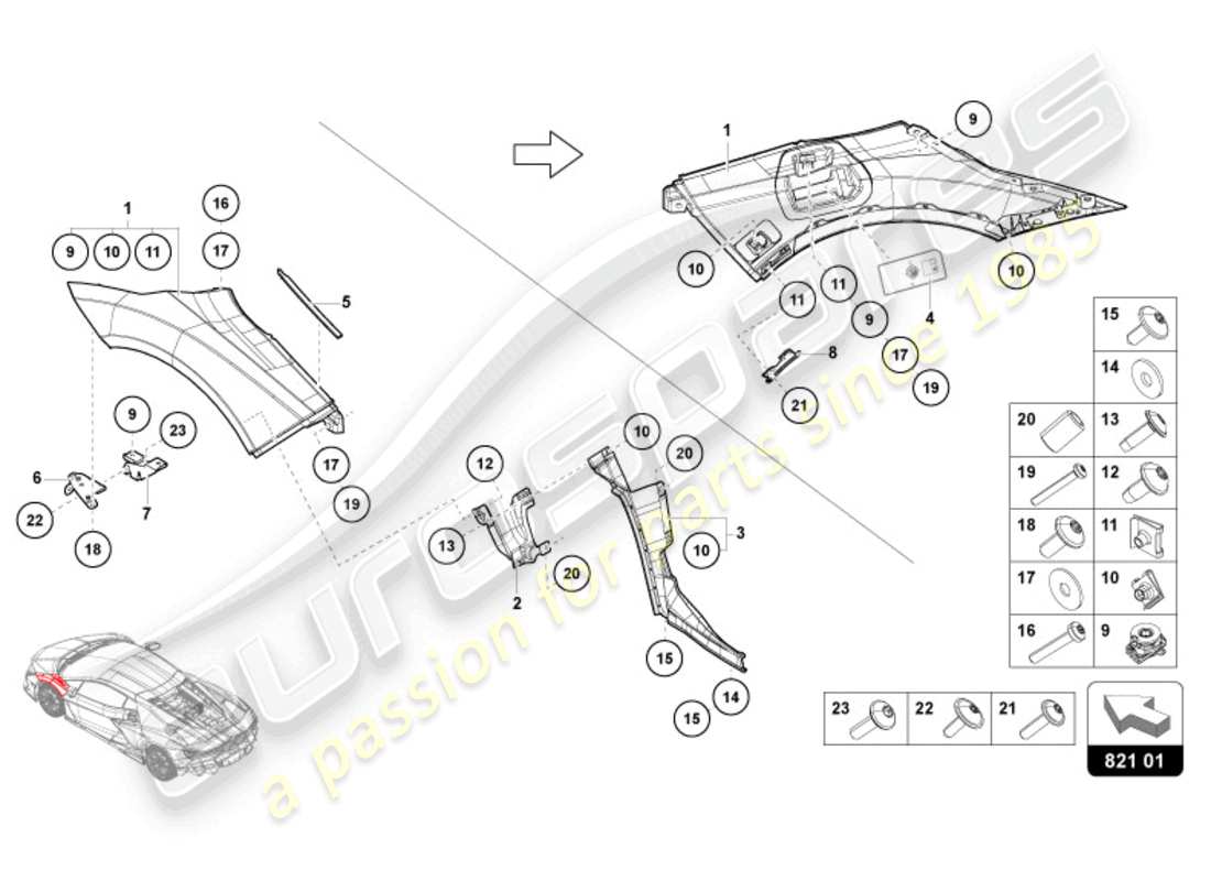 lamborghini revuelto coupe (2024) wing protector parts diagram