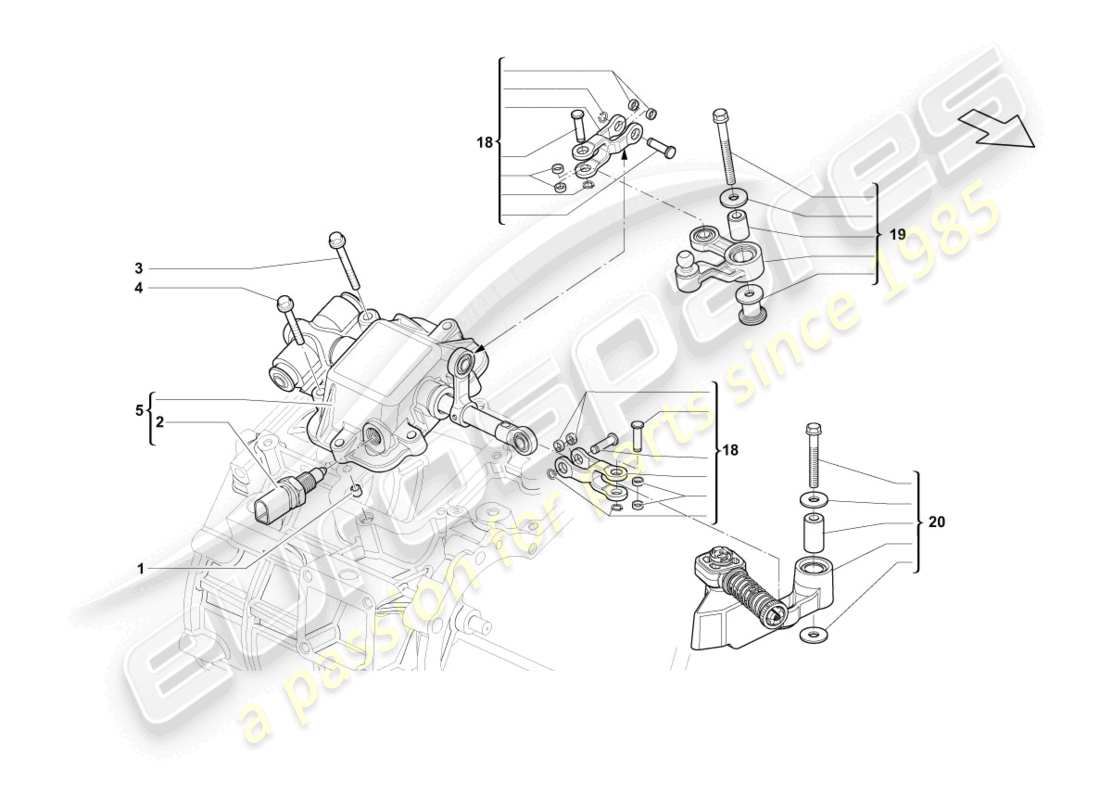 lamborghini lp550-2 coupe (2013) selector mechanism outer parts diagram