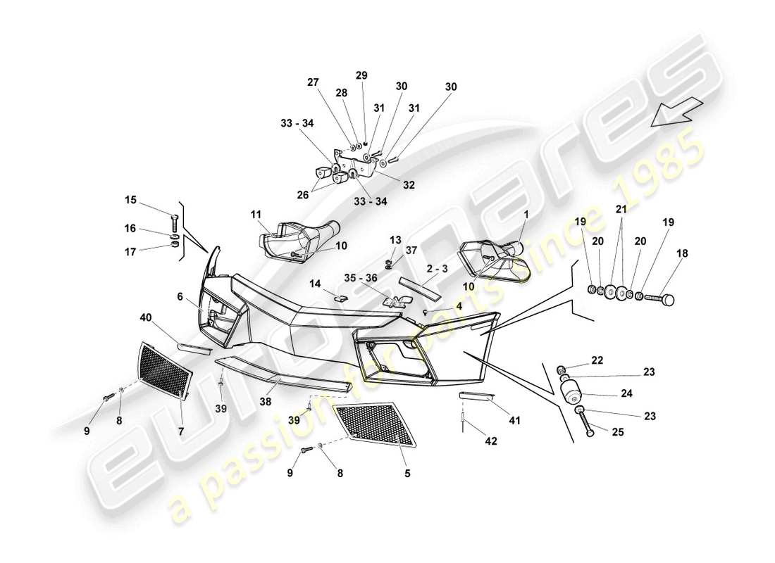 lamborghini reventon roadster bumper front parts diagram