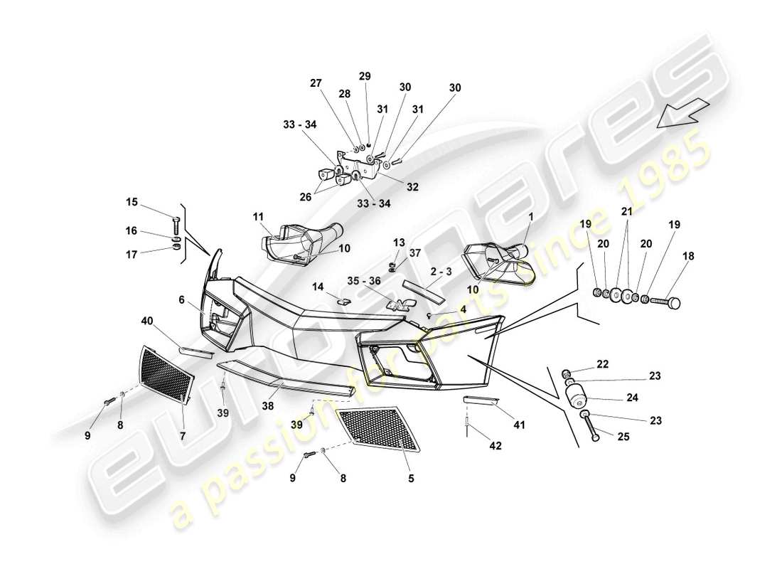 lamborghini reventon roadster bumper front part diagram