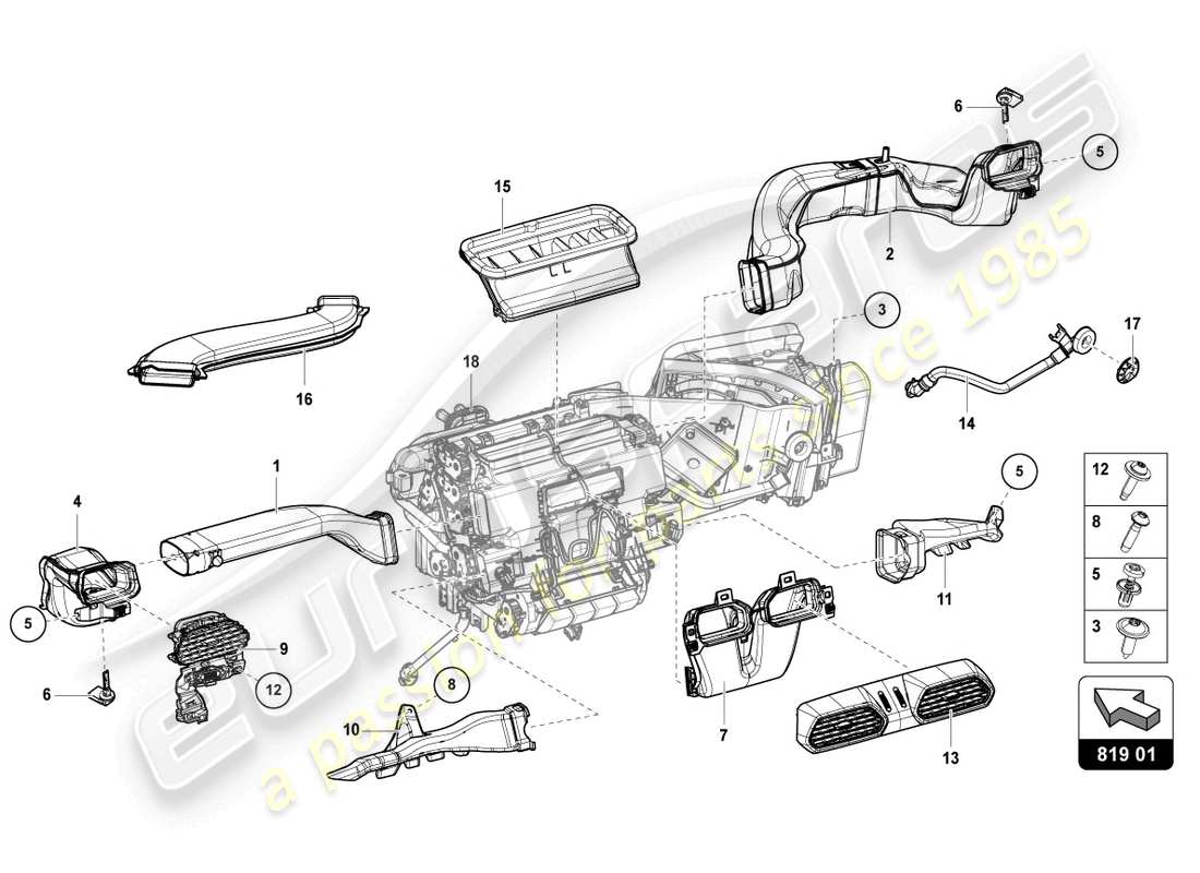 lamborghini urus (2020) vent parts diagram