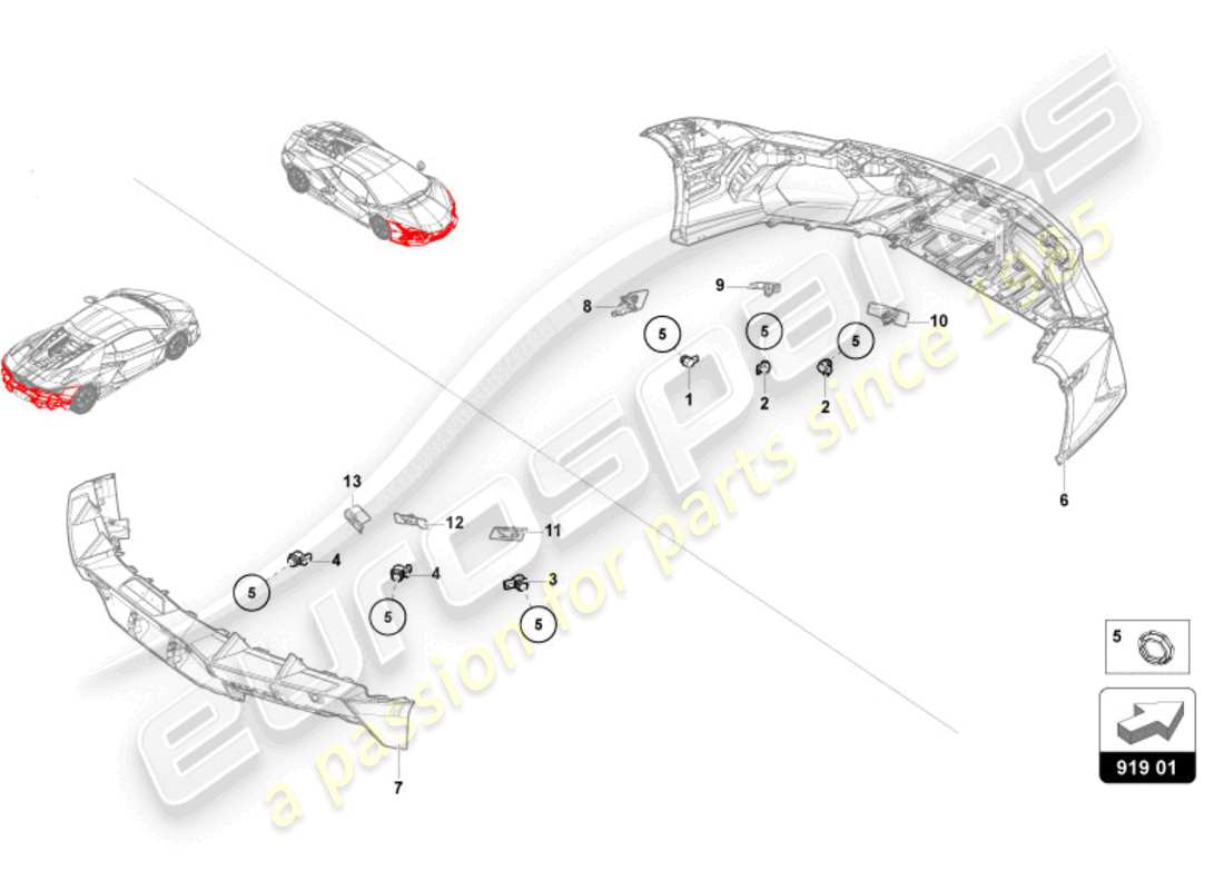 lamborghini revuelto coupe (2024) sensors parts diagram