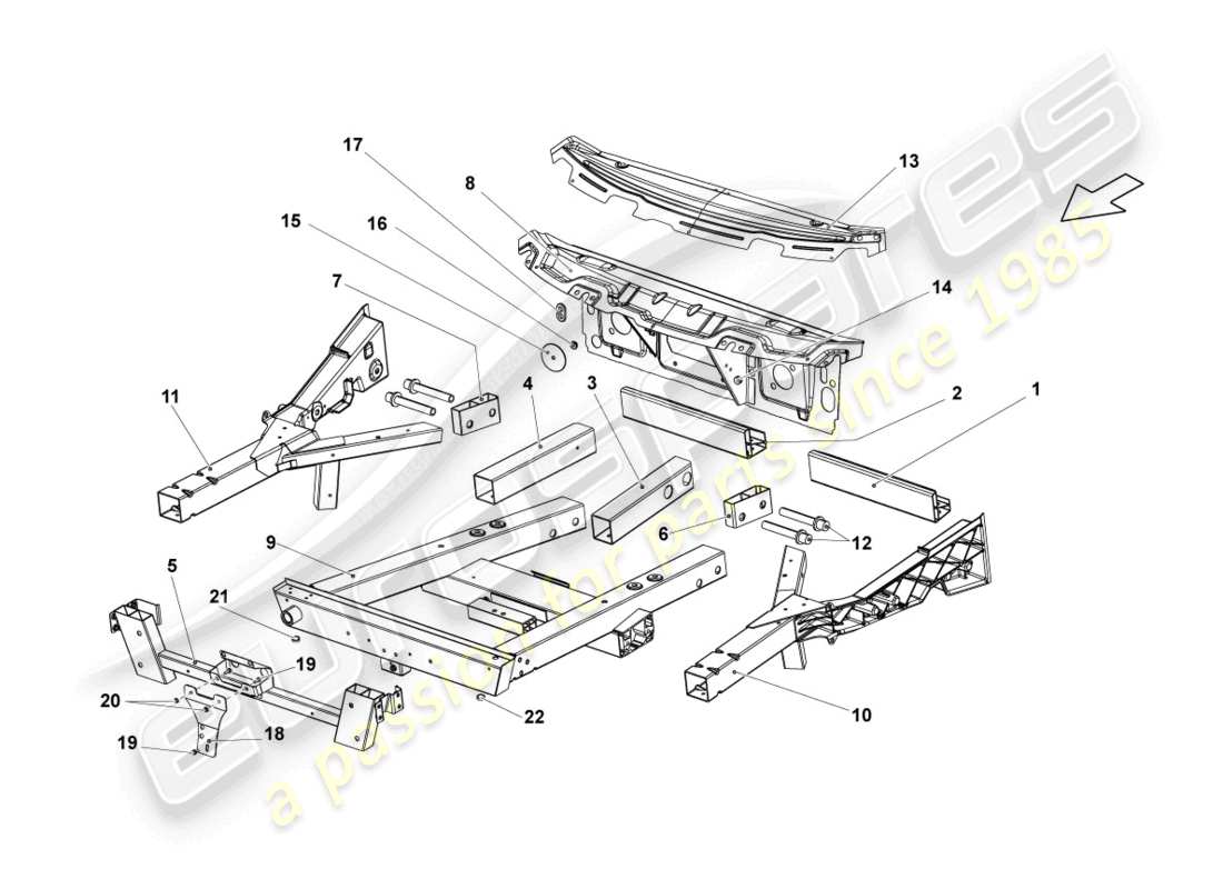 lamborghini gallardo spyder (2008) bodywork front part part diagram