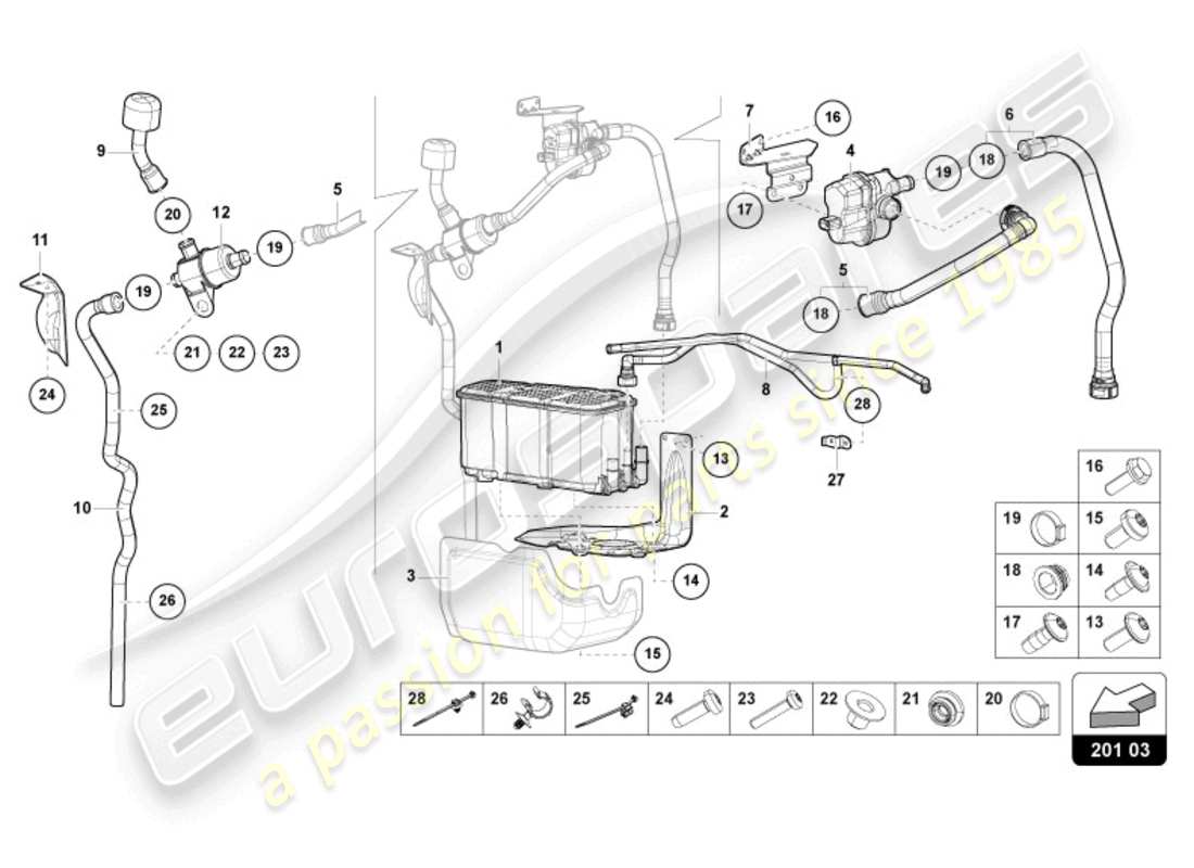 lamborghini revuelto coupe (2024) activated charcoal container parts diagram