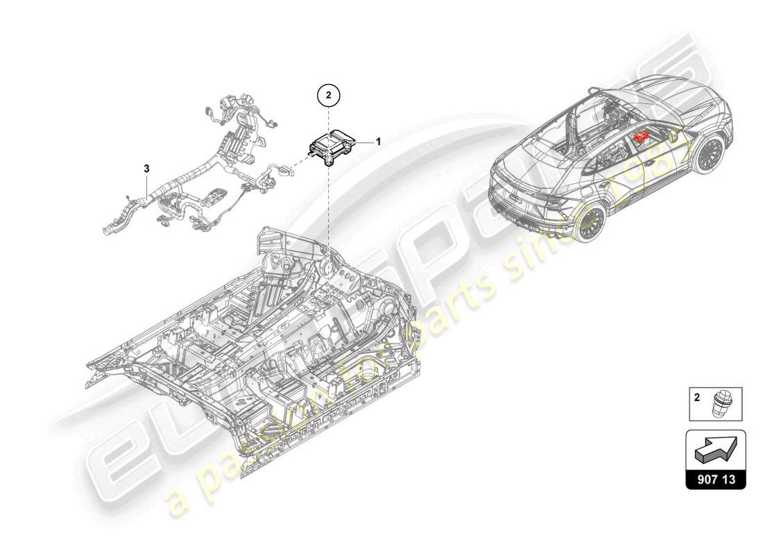 lamborghini urus (2021) control unit for chassis part diagram