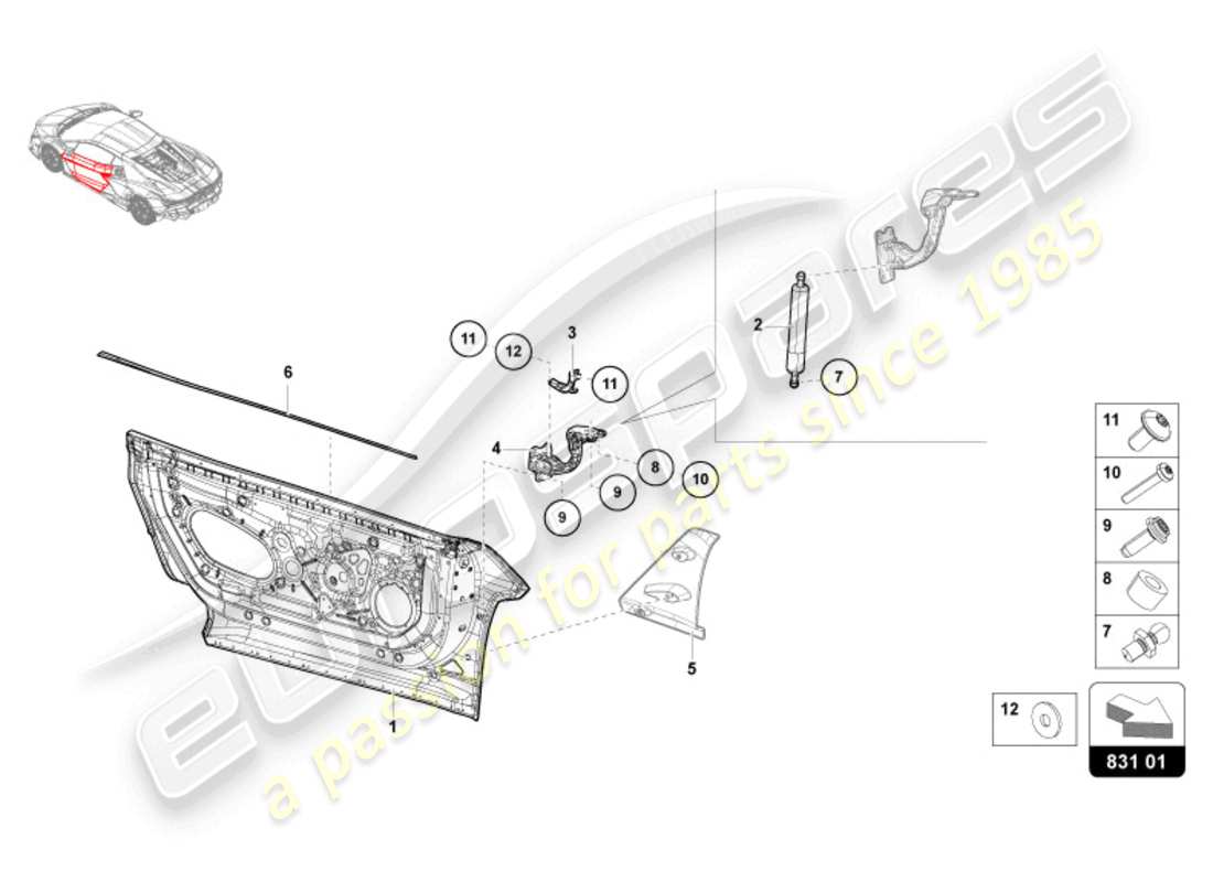 lamborghini revuelto coupe (2024) doors parts diagram