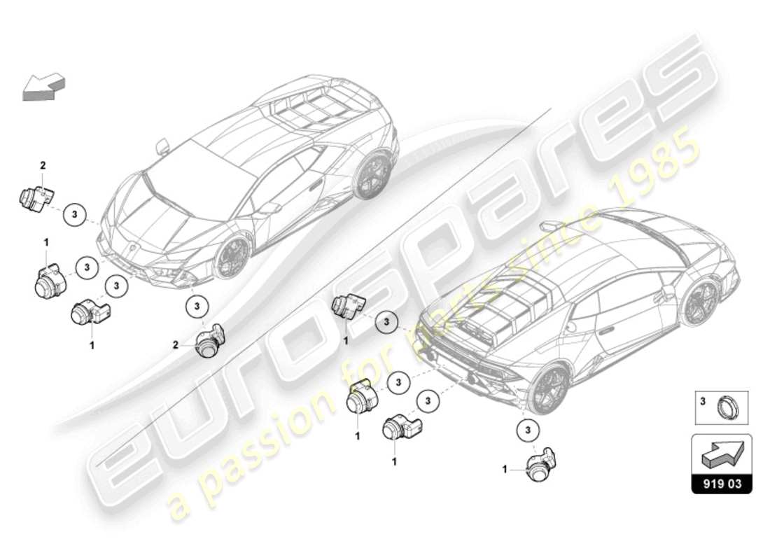lamborghini 2024 (tecnica) parking aid part diagram