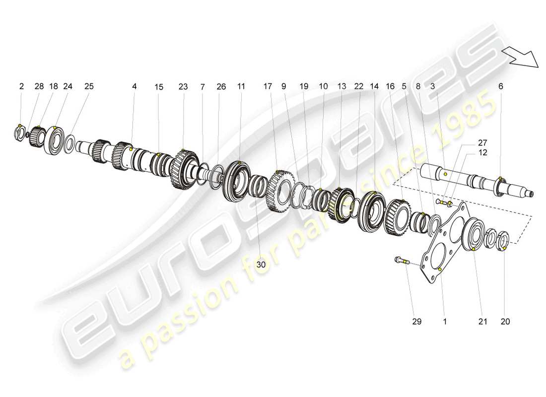 lamborghini gallardo spyder (2008) input shaft part diagram