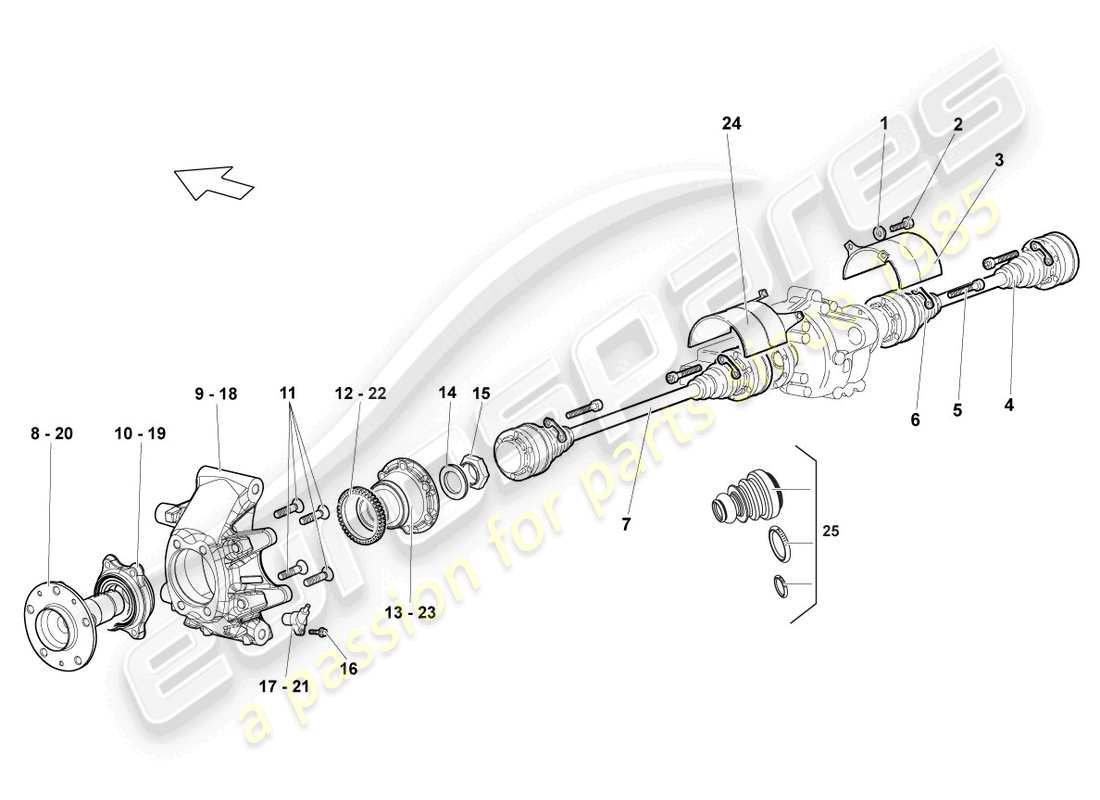 lamborghini reventon roadster drive shaft rear part diagram