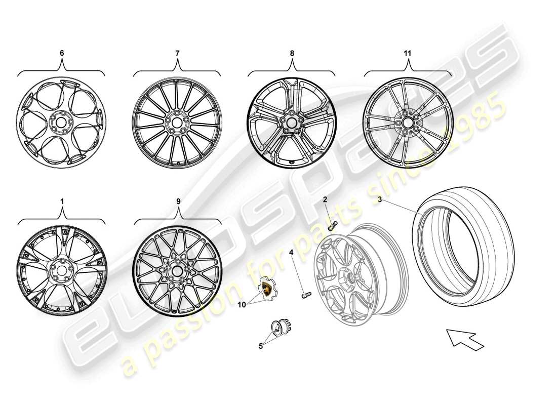 lamborghini blancpain sts (2013) aluminium rim front parts diagram