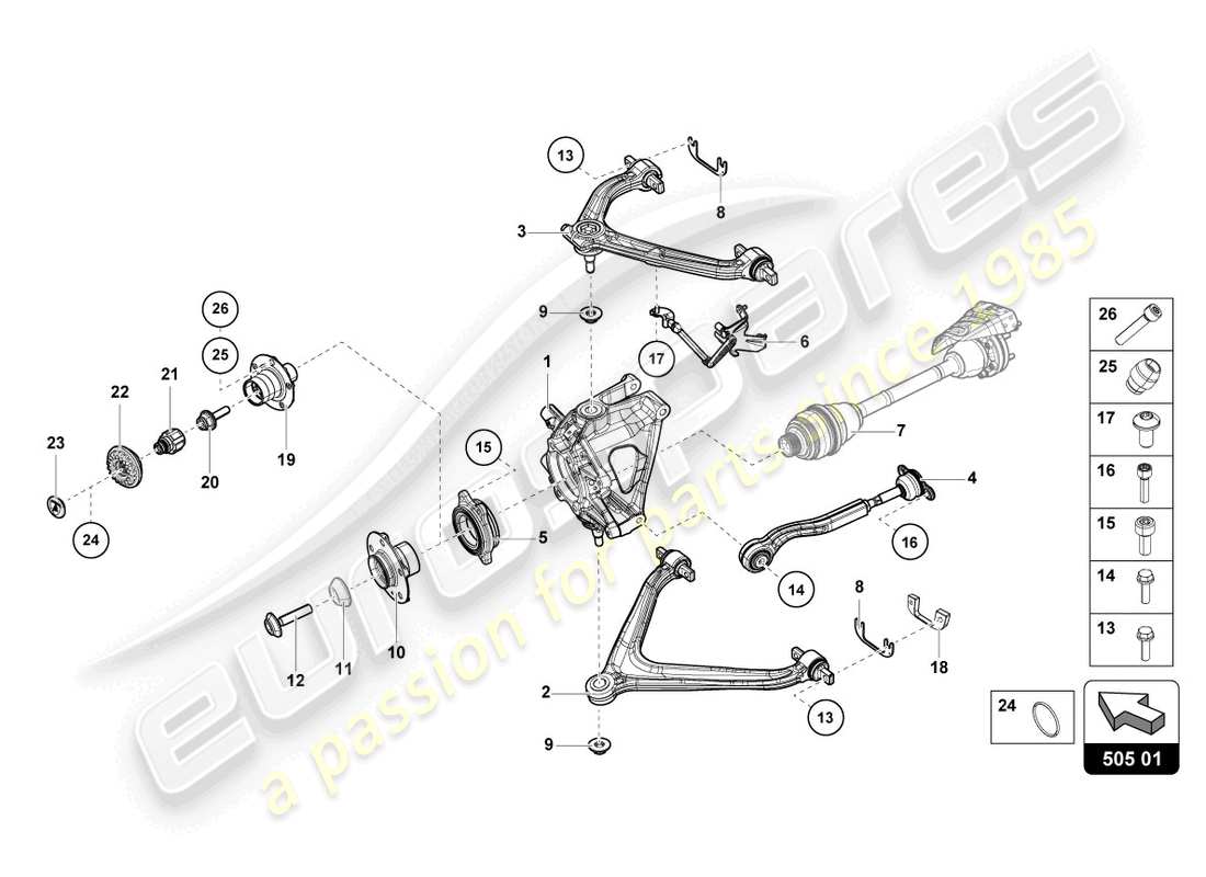 lamborghini 2023 (evo coupe 2wd) rear axle rear part diagram