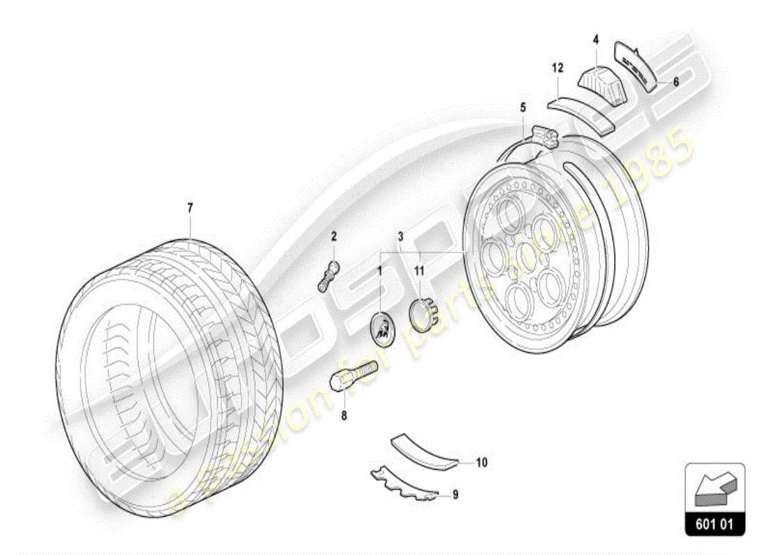 lamborghini diablo vt (1996) wheels/tyres front parts diagram
