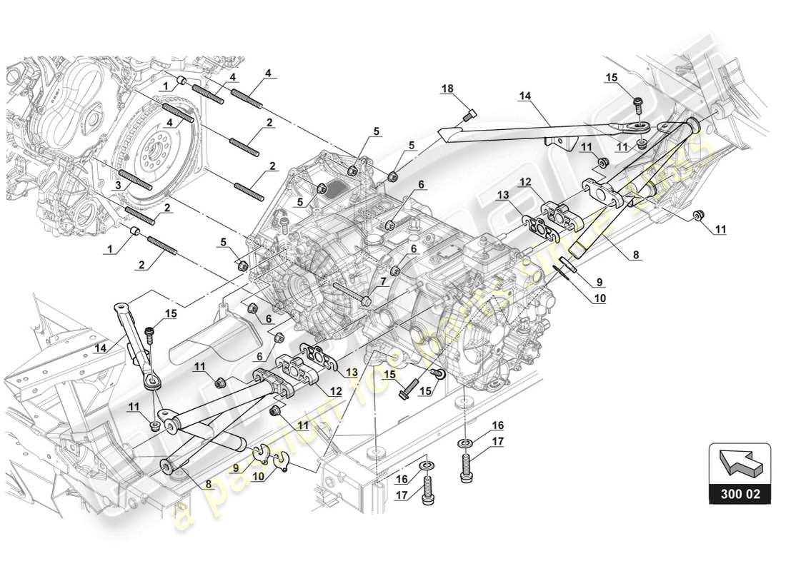 lamborghini 2017 (gt3) gearbox fixation part diagram