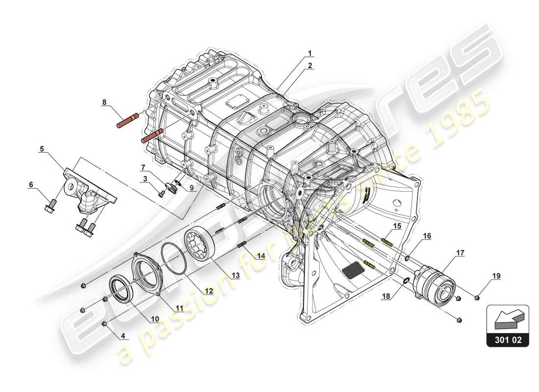 lamborghini 2017 (gt3) transmission case part diagram