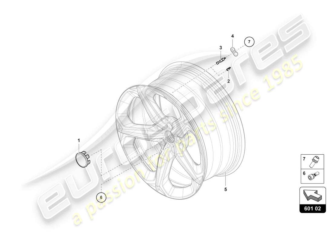 lamborghini urus (2020) tyre pressure sensor parts diagram