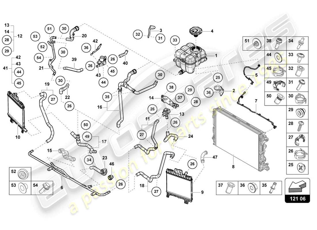 lamborghini urus (2020) cooler for coolant parts diagram