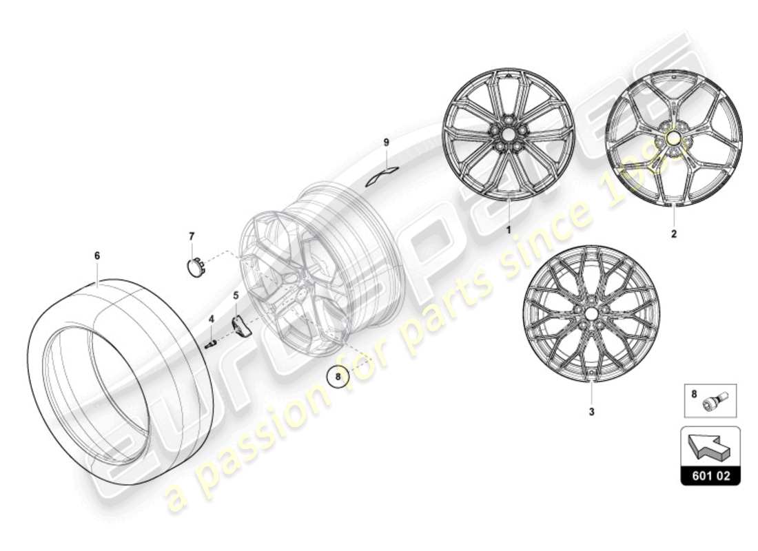 lamborghini revuelto coupe (2024) wheels/tyres rear parts diagram