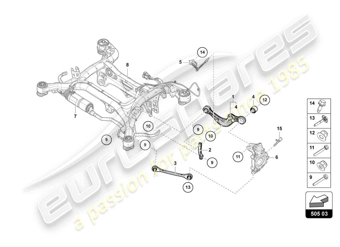 lamborghini urus (2022) suspension rear part diagram