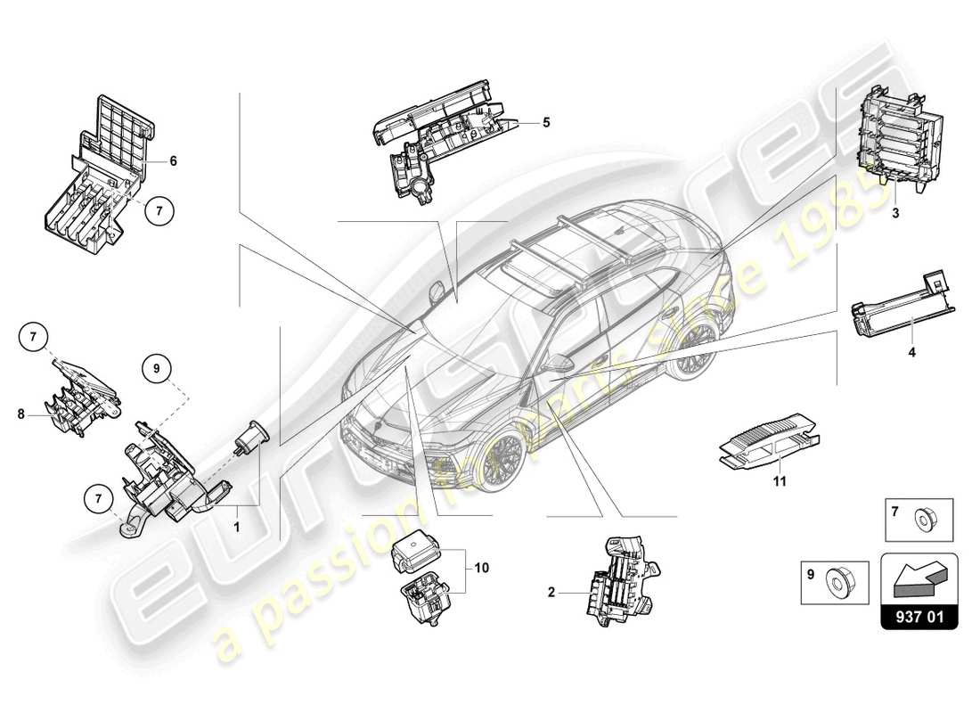 lamborghini urus (2022) fuse box part diagram