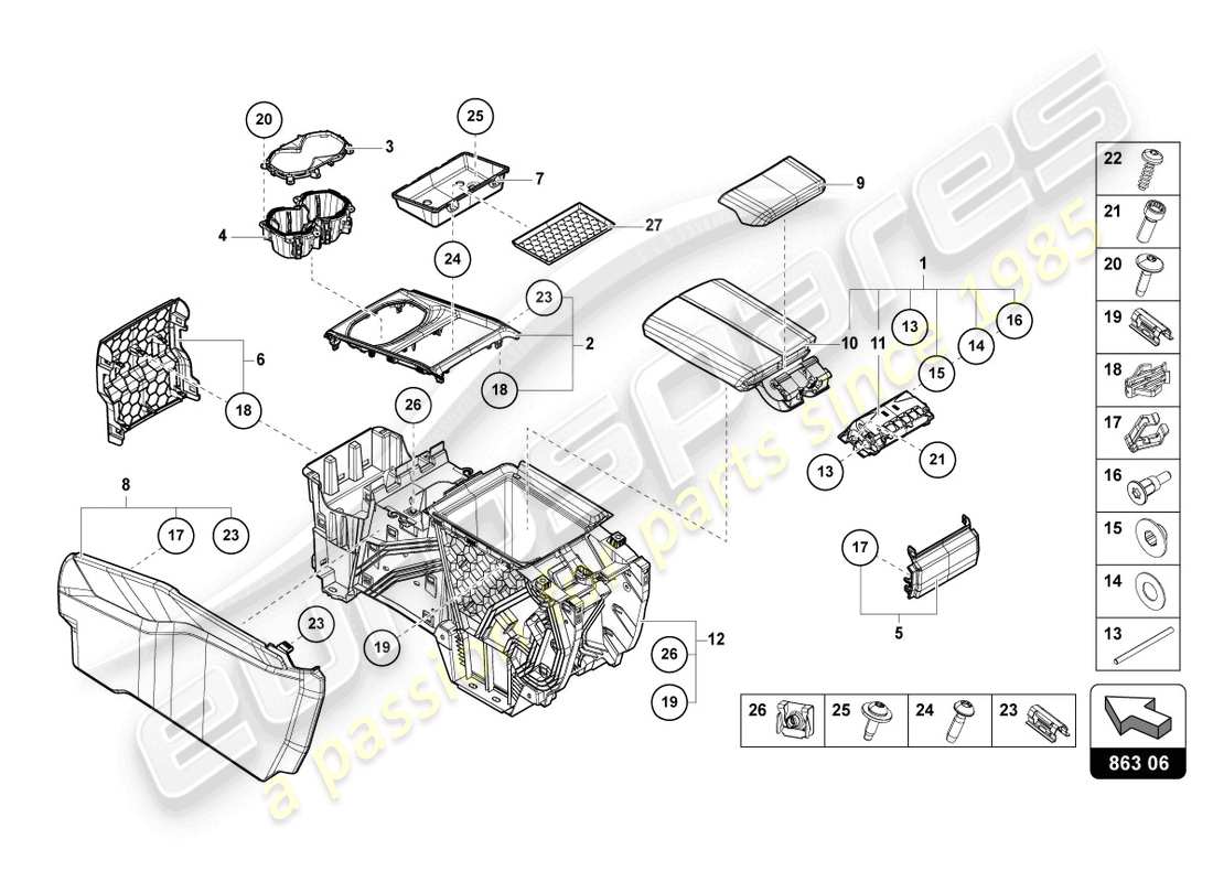 lamborghini urus (2022) armrest part diagram