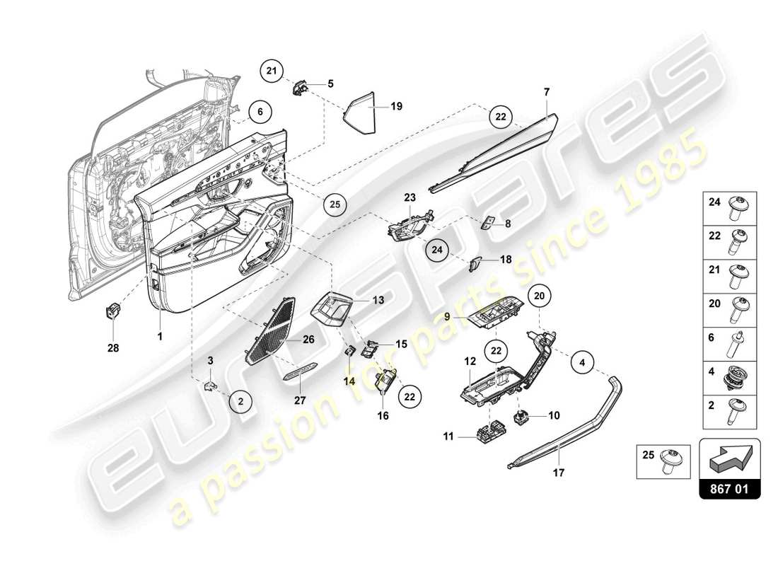 lamborghini urus (2021) door panel front part diagram