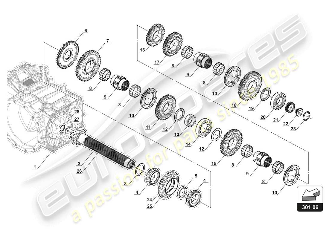 lamborghini 2017 (gt3) output shaft part diagram