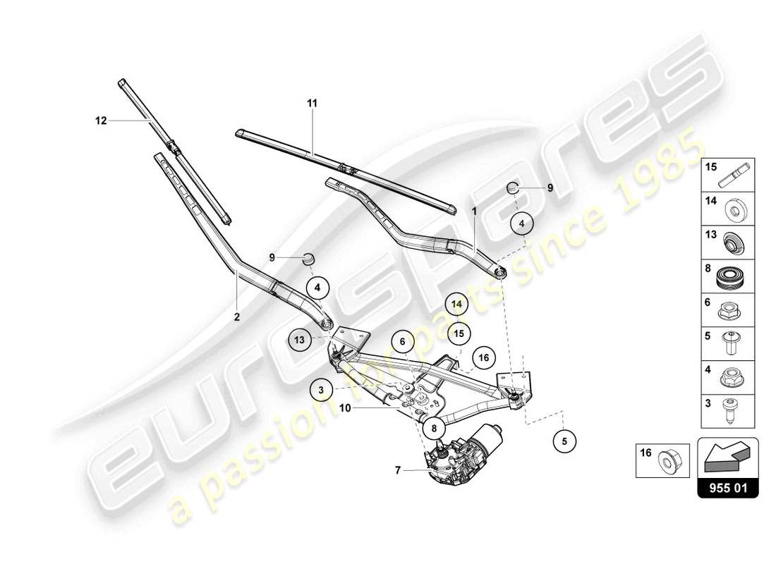 lamborghini 2022 (ultimae) windshield wiper part diagram