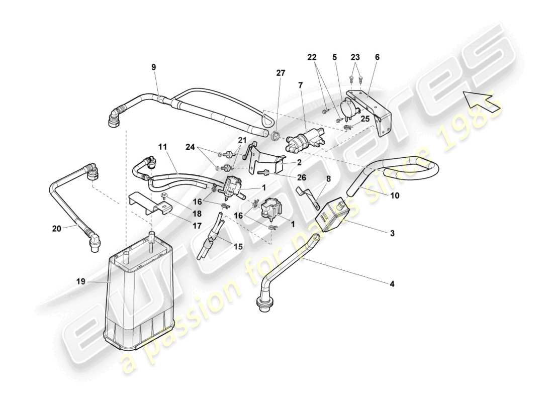 lamborghini gallardo spyder (2008) activated carbon filter system part diagram