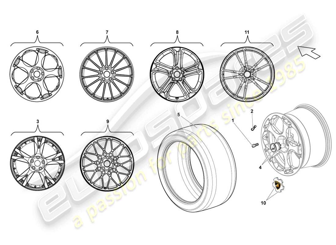 lamborghini gallardo spyder (2008) rim rear part diagram