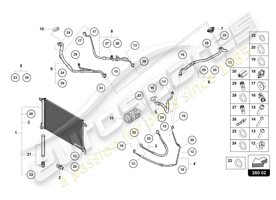 lamborghini urus (2019) a/c condenser parts diagram