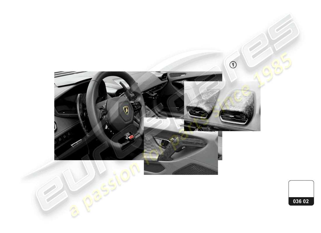 lamborghini accessories (tecnica) interior decor 'forged' part diagram