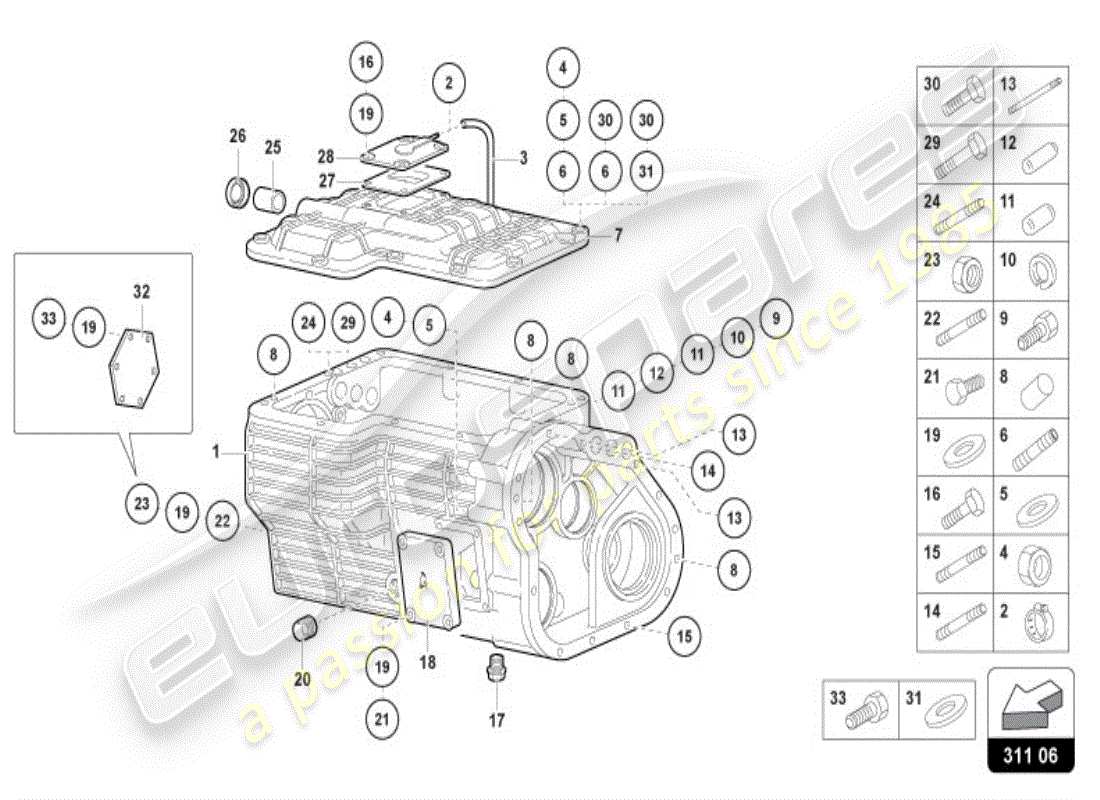 lamborghini diablo vt (1997) gearbox parts diagram
