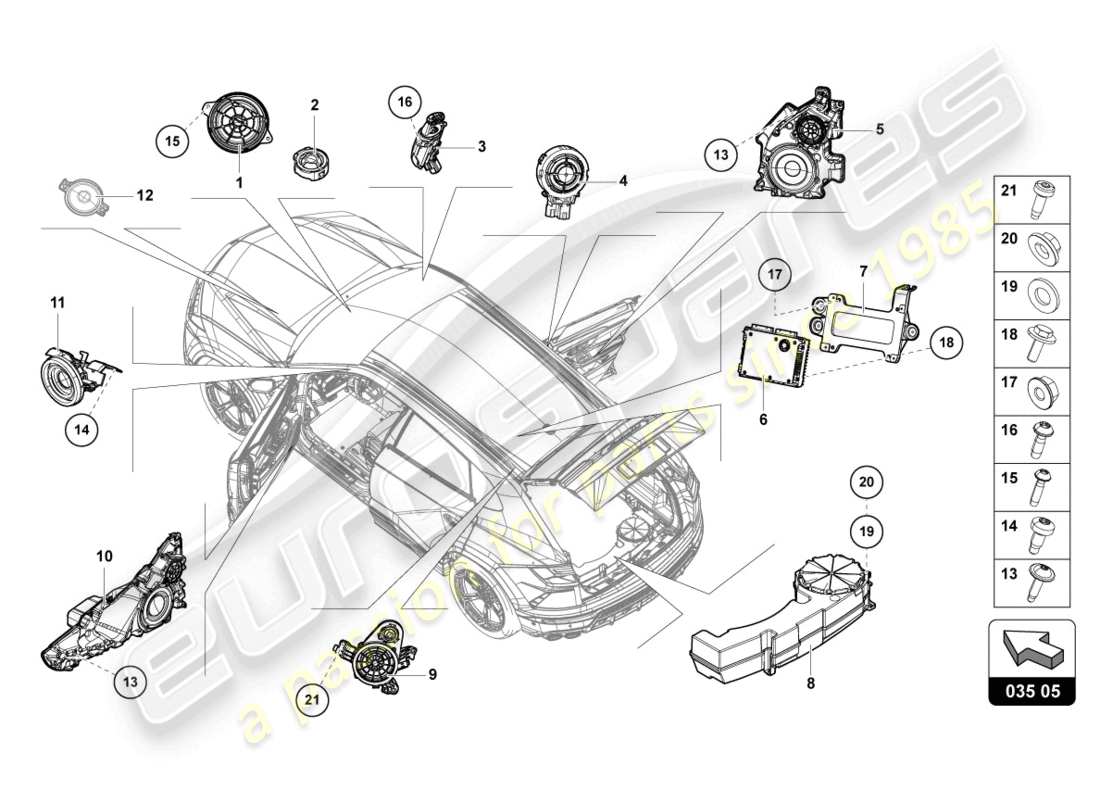 lamborghini urus (2021) electrical parts for audio system parts diagram