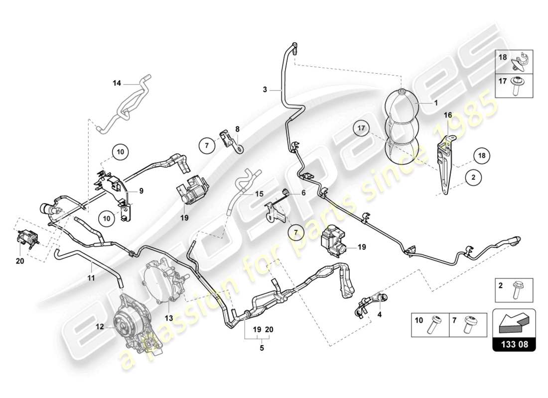 lamborghini urus (2022) vacuum system parts diagram