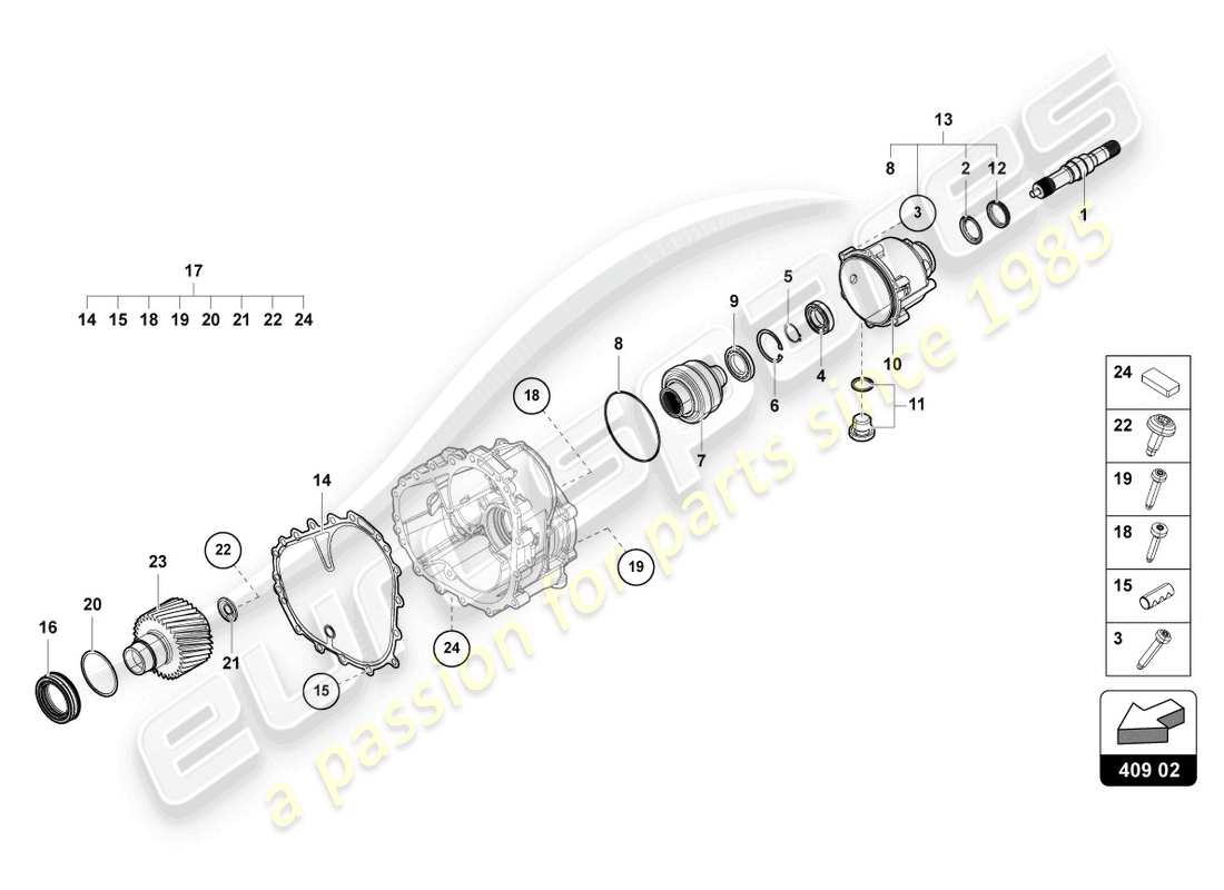 lamborghini urus (2022) differential front part diagram