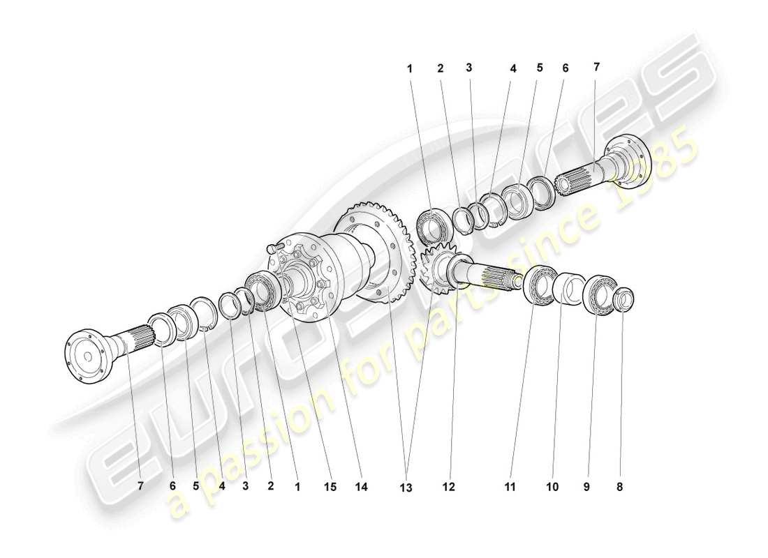 lamborghini reventon roadster differential with crown wheel and pinion front part diagram